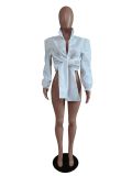 White Long Sleeve Shirt Top MK-3076
