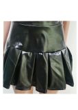 Sexy Printed T Shirt+PU Leather Pleated Mini Skirt 2 Piece Sets MEM-88417