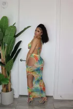 Sexy Mesh Printed Beachwear 3 Piece Sets MEM-88418