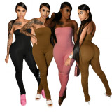 Solid Strapless Tight Stacked Jumpsuit GCNF-0137