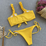 Solid Ruffled Bikini Two Piece Sets CASF-8832