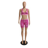 Sexy Printed Tank Top And Shorts Sports 2 Piece Sets GCNF-0142