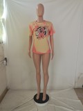 Casual Printed Short Sleeve O Neck T Shirt GCNF-0146