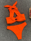 Orange Sexy Halter Bikini Two Piece Sets CASF-8967