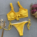 Solid Ruffled Bikini Two Piece Sets CASF-8832