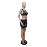 Sexy Printed Tank Top And Shorts Sports 2 Piece Sets GCNF-0142
