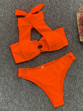 Orange Sexy Halter Bikini Two Piece Sets CASF-8967