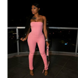 Solid Strapless Tight Stacked Jumpsuit GCNF-0137