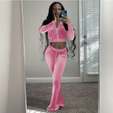 Velvet Long Sleeve Zipper Two Piece Suits GCNF-0161