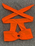 Orange Sexy Halter Bikini Two Piece Sets CASF-8967