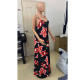 Floral Print Spaghetti Strap Maxi Dress GCNF-0123