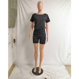 Solid Short Sleeve Casual Romper GCNF-0116