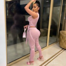 Sexy Mesh See Through Two Piece Pants Set GCNF-0107