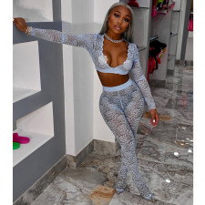 Sexy Lace Crop Top And Pants 2 Piece Sets GCNF-0092