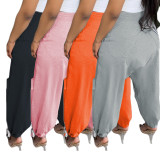 Solid High Waist Loose Casual Pants GCNF-0101