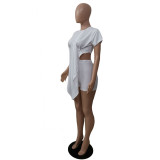 Solid Irregular Top+Shorts Two Piece Sets GCNF-0111