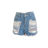 Denim Ripped Hole Jeans Mini Shorts GCNF-0131b