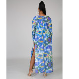 Sexy Printed Bandeau Bikinis With Long Cloak 3 Piece Sets GCNF-0118
