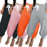 Solid High Waist Loose Casual Pants GCNF-0101