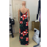 Floral Print Spaghetti Strap Maxi Dress GCNF-0123