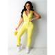 Solid Hooded Sleeveless Top Stacked Pants 2 Piece Sets GCNF-0094