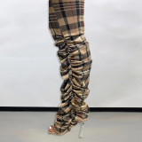 Plaid Short Sleeve Zipper Stacked Jumpsuit BGN-230