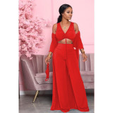 Solid Tank Top+Long Cloak+Pants 3 Piece Sets (Without Mask)GCNF-0064