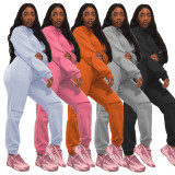 Plus Size Solid Hooded Tracksuit 2 Piece Sets GCNF-0075