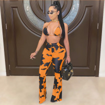 Plus Size Printed Flared Pants (Without Top) GCNF-0056