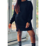 Solid Long Sleeve O Neck Sweatshirt Dress GCNF-0071