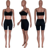 Solid Color Casual Camisole Shorts Two Piece Sets HMS-5532