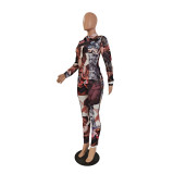 Casual Printed Shirt Top And Pants Two Piece Sets GCNF-0065