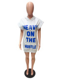 Letter Print Hooded Casual Hoodie Dress QZX-6243