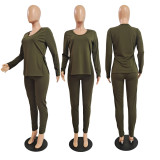 Solid Long Sleeve Two Piece Pants Set GCNF-0066