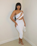 Solid Sexy Off Shoulder Hollow Out Long Club Dress QZX-6242