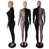Sexy Mesh Patchwork Long Sleeve Jumpsuit GCNF-0074