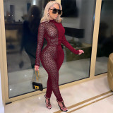 Sexy Mesh Patchwork Long Sleeve Jumpsuit GCNF-0074