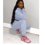 Plus Size Solid Hooded Tracksuit 2 Piece Sets GCNF-0075