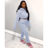 Plus Size Solid Hooded Tracksuit 2 Piece Sets GCNF-0075