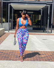 Pre Order: About 7 work days shipping Sexy Printed Vest Top And Pants 2 Piece Sets YUEM-66989