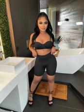 Solid Color Casual Camisole Shorts Two Piece Sets HMS-5532