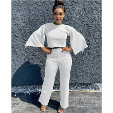 Solid Flare Sleeve Two Piece Pants Sets GCNF-0047