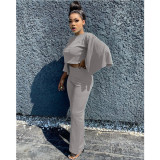 Solid Flare Sleeve Two Piece Pants Sets GCNF-0047