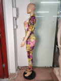 Plus Size Sexy Printed Puff Sleeve Jumpsuit WAF-77423