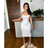 Lace Up Sequin Sexy Nightclub Midi Dress IV-8283