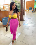 Sexy Wrap Chest High Waist Long Skirt 2 Piece Sets LM-8305