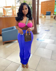Sexy Wrap Chest High Waist Long Skirt 2 Piece Sets LM-8305
