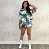 Casual Striped Shirt Top And Shorts 2 Piece Sets YIM-245