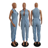 Solid Color Sleeveless Simple Casual Jumpsuit (Without Belt) GDYF-6951