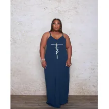 Plus Size Loose Print Sexy Sling Long Dress GDYF-69481